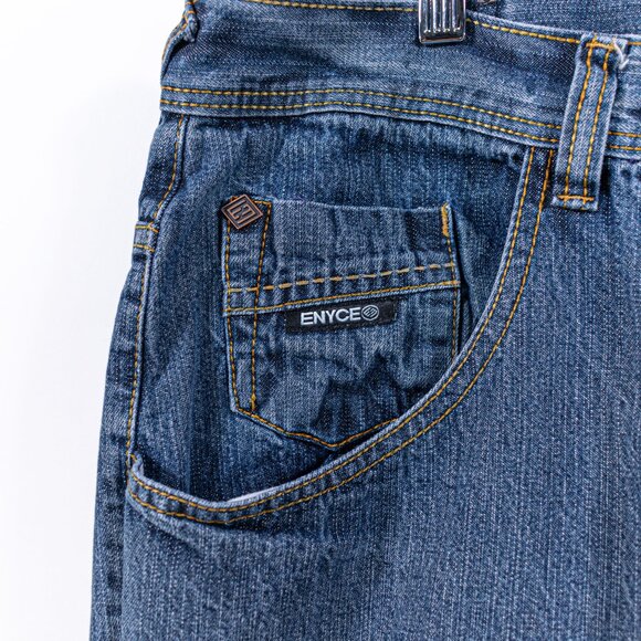 ENYCE Hip Hop Baggy Jeans 37 x 32 Y2K Embroidered Skater Wide Leg Streetwear - Picture 8 of 14